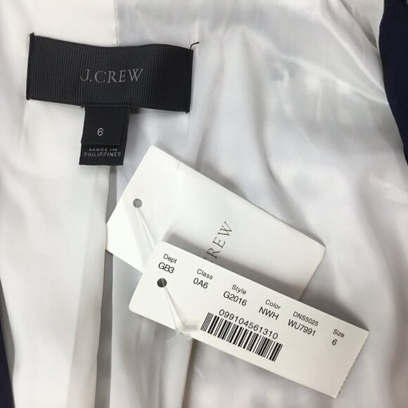 J. Crew NWT Puckered Gingham Seersucker Blazer Jacket Navy Blue Size 6 G2016 - Picture 9 of 10
